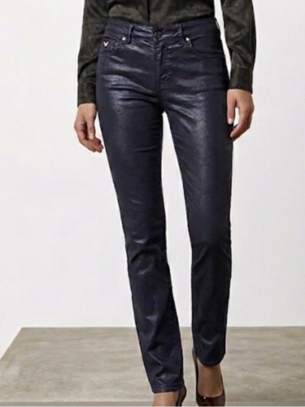 Emporio Armani Jeans Cameron Navy Coated Women’s Size 26 Pants Exc Cond(A581)